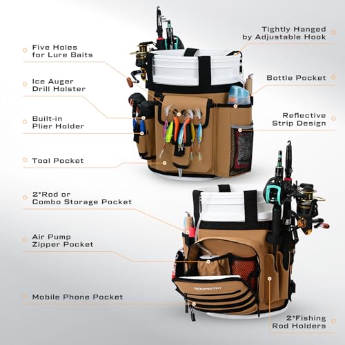 Fishing Bucket Organizer for 5 Gallon Bucket (Khaki)
