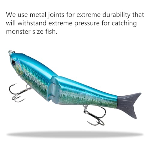 SwimShad Glide Baits Jointed Swimbait Bass Pike Salmon Trout Muskie Fishing Lure (Sardine / 7in/2.2oz)