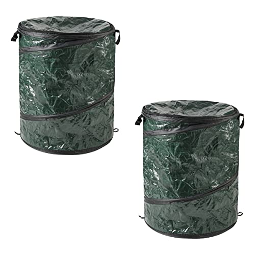 29.5 Gallon Pop up Outdoor Garbage Can Set (Green / 29.5-Gallon)