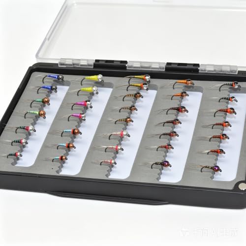 24/36/50/66 Premium Hand Tied Fly Fishing Flies Assortment | Waterproof Fly Boxes | Dry, Wet, Nymphs, Streamers, Wooly Buggers, Terrestrials | Trout, Bass Lure Set, Kit, Gift