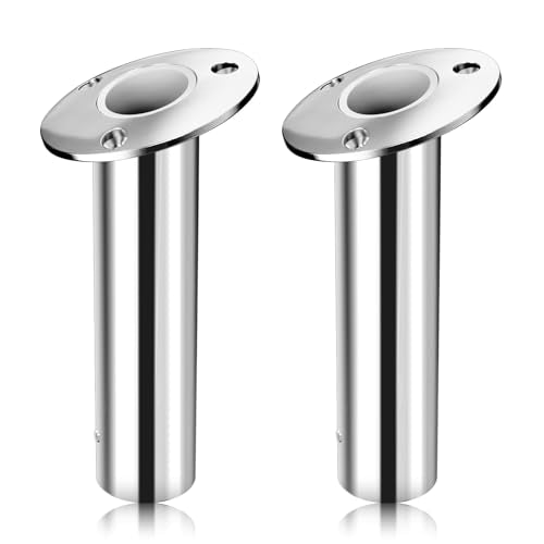 15 Degree Fishing Rod Holder 2 Pack (15 Degree - SS with White Insert)