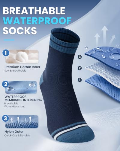 Waterproof Socks for Men (Medium / Navy/Blue)