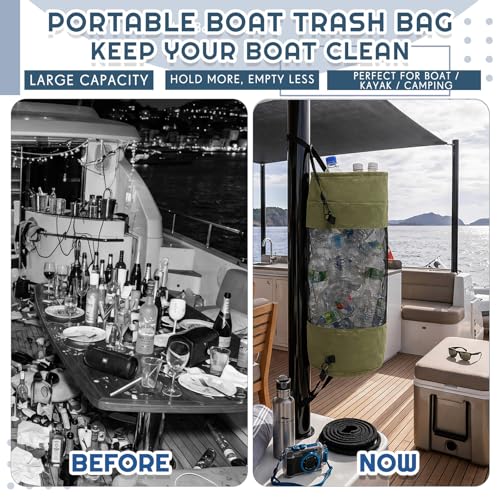 2 Pack Boat Trash Bag Mesh Garbage Holder (White,Army Green)