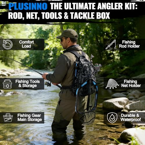 Fishing Gear Fishing Rod & Fishing Backpack (Camo Fishing Backpack)