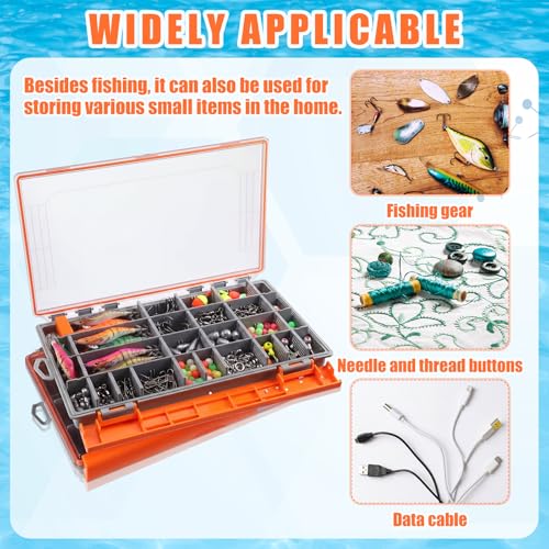 6 Pack 3700 Fishing Tackle Boxes Waterproof (Orange / 3700)