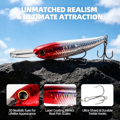 5 Pcs Minnow Fishing Lure Set with Metal Lip and Storage Case