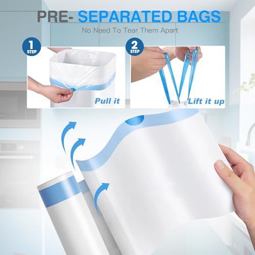 Small Trash Bags 4 Gallon Blue Drawstring Mini Garbage Bags
