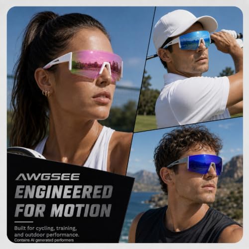 3 Pack Polarized Sports Sunglasses UV400 (A7-white Blue+grey Blue+pink)