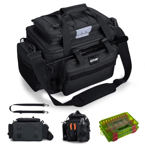 Fishing Tackle Bag with 2PCS 3600 Tackle Boxes (C1:Black with 2 3600 Tackle Boxes / Large)