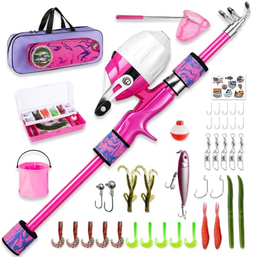 Kids Fishing Pole (Pink / 3.94-ft Set)