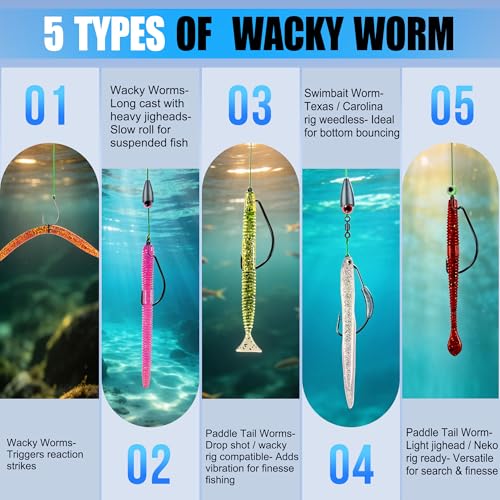 Fishing Lures (220PCS Wacky Worm Fishing Lure Kit)