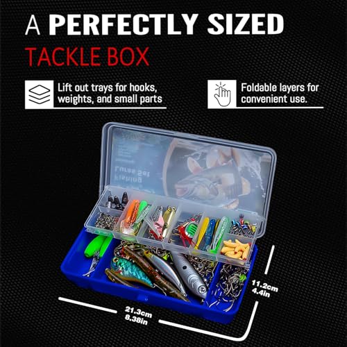 145PCS Fishing Tackle Box Kit with Tackle Included (Blue)