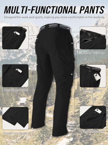 Men's Hiking Cargo Work Pants Lightweight Quick Dry Water Resistant 6 Pockets Fishing Camping Outdoor Stretch Pants