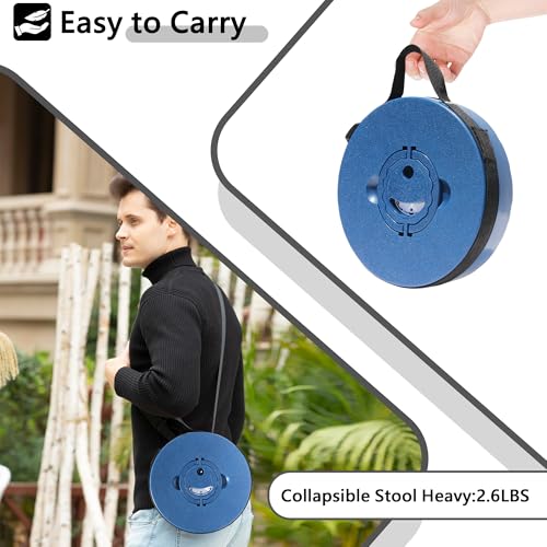 Upgraded Collapsible Stool with Cushion (Navy / 10.24*10.24*18.1 IN)