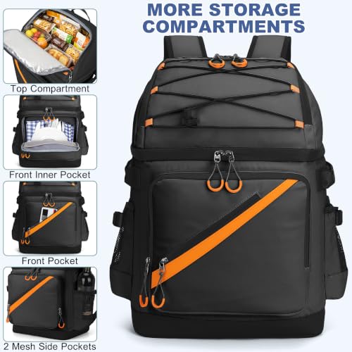 50 Can Large Waterproof Insulated Cooler Backpack (Black)