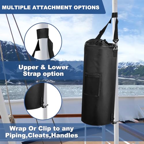 Waterproof Boat Trash Can with 6 Clips (Black)
