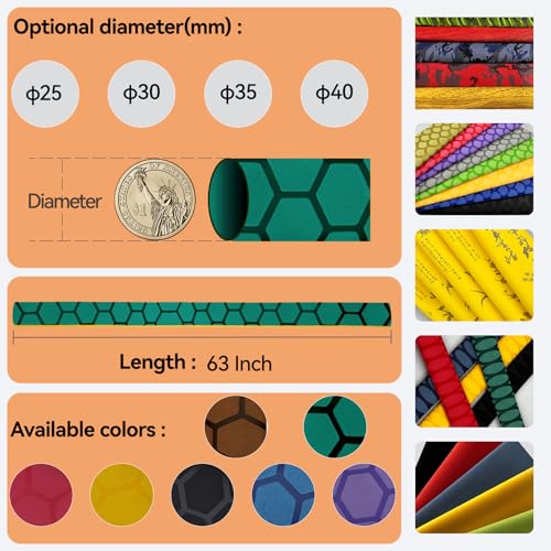 Honeycomb Pattern Shrink Wrap for Ice Hockey Stick (35mm dia. x 5.25 ft long / Green)