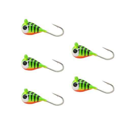 Tungsten Ice Fishing Jig Set Ice Fishing Lures (Fire Tiger / 5MM, 1/15 OZ)