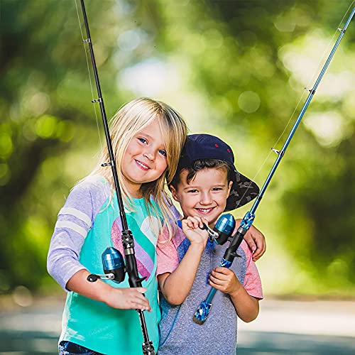Kids Fishing Pole with Spincast Reel Telescopic Fishing Rod Combo Full Kits for Boys