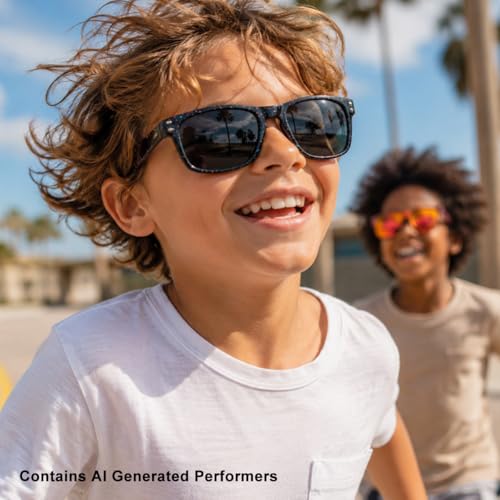 3 Pack Kids Sunglasses Polarized UV Protection Shades for Boys and Girls (A01-black+blackblue+whiteblue)