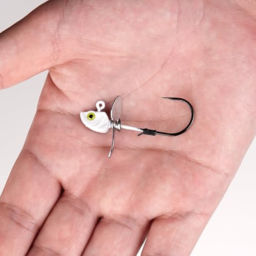 10 Pack Asymmetrical Spin Fishing Jig Head (White / 1/2oz - 10pcs)