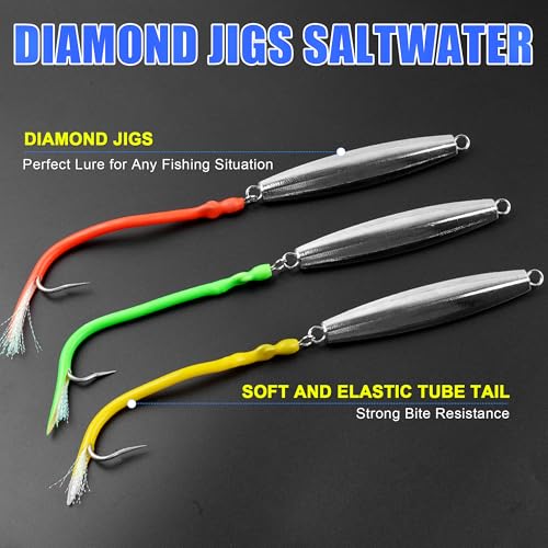 Diamond Jigs Saltwater Fishing Lures (3pcs-3 Colors Mixed / 6oz)