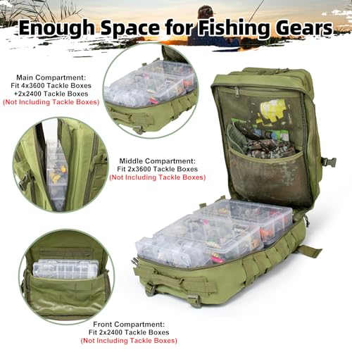 Large Fishing Tackle Backpack 45l