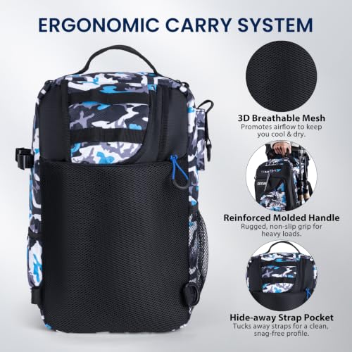 Camouflage Fishing Tackle Bag (Blue Camouflage / 1680d Double-strand Pu Backpack + (3)3600 Trays)