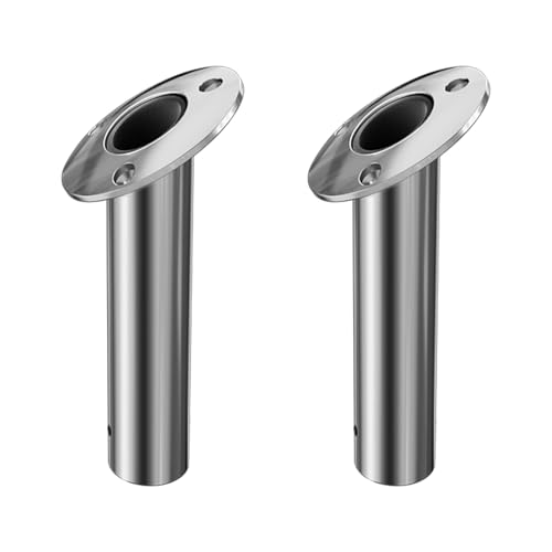 2Pcs Rod Holders for Fishing Boat (Silver - Black Insert / 30 Degree without Cap)