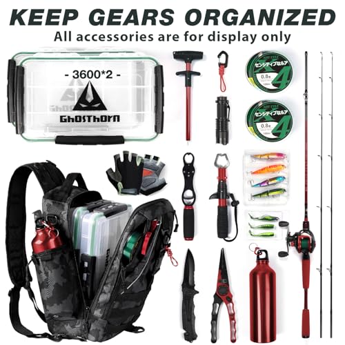 Fishing Backpack with Rod Holder (Black Camouflage)