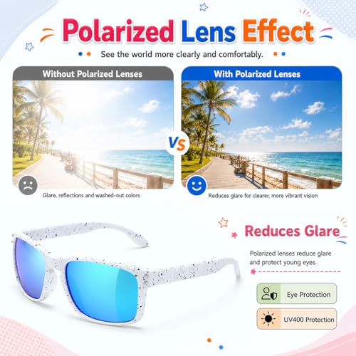 3 Pack Kids Sunglasses Polarized UV Protection Shades for Boys and Girls (A07-blackblue+whiteblue+blackgreen)