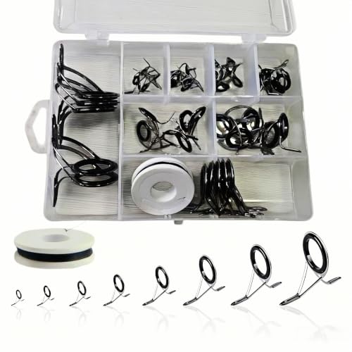 Fishing Rod Guide Replacement Kit 8‑Size for Fishing Rod Repair (Gunmetal Casting guides kit)