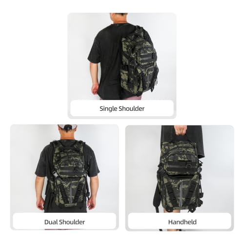 Fishing Backpack with Rod Holder (Green Camo)