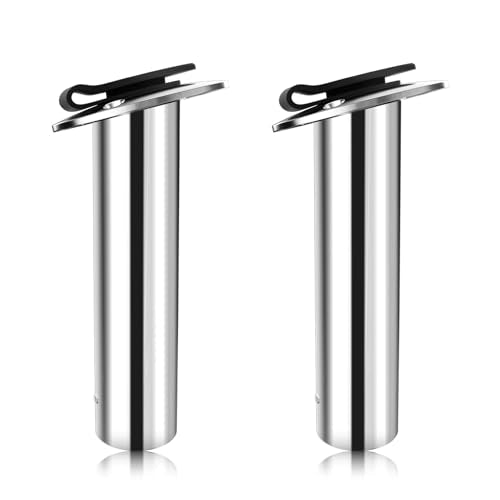 15 Degree Fishing Rod Holder 2 Pack (Stainless Steel - 15 Degree with Cap)