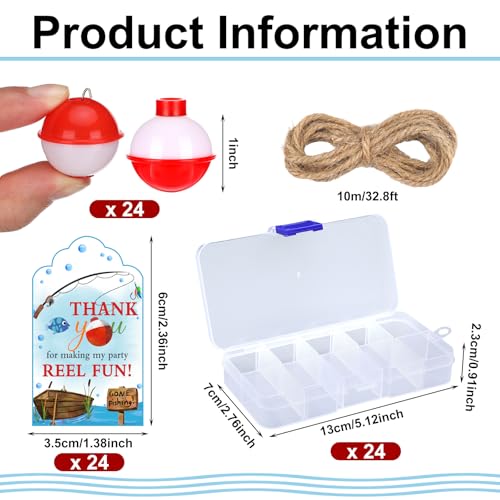 24 Fishing Party Favors Tackle Boxes with Thank You Cards