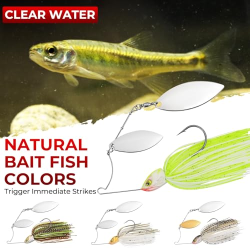 by KastKing Spinnerbait Fishing Lures (Clear Water - Double Willow / 1/2oz)