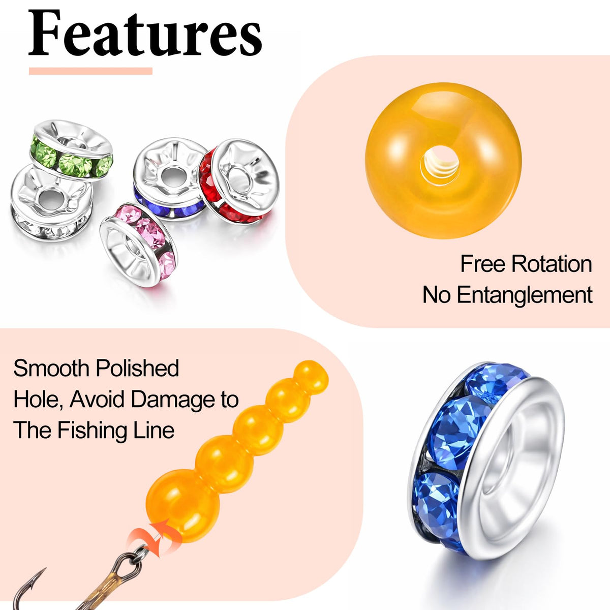 160 Pcs Fishing Beads 12 Pcs Stacked Fishing Beads (Yellow)