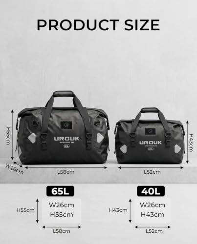 Waterproof Duffel Bag 40L 65L 90L Large Motorcycle Dry Bag Backpack (Carbon Fiber Black / 65L)