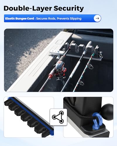 Aluminum Fishing Rod Holder for Truck Bed Holds 4 Fishing Rods