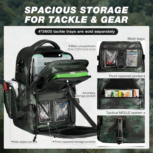 Fishing Backpack with Rod Holder (Green Camouflage Tpu)