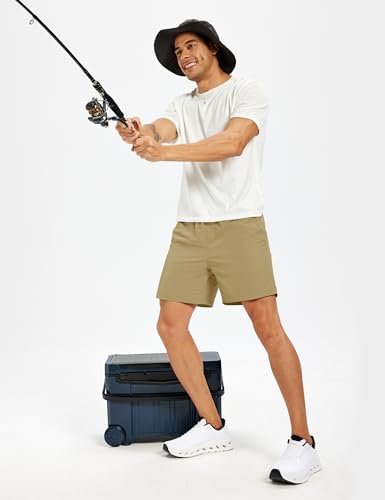 Men's Hiking Fishing Shorts UPF 50+ Quick Dry Lightweight 6" Summer Casual Shorts with Zipper Pockets Khaki (Medium / Khaki)