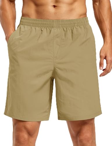 Men's Hiking Fishing Shorts UPF 50+ Quick Dry Lightweight 6" Summer Casual Shorts with Zipper Pockets Khaki (X-Large / Khaki)