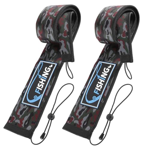 2Pcs Neoprene Fishing Rod Sleeves (Green Camo / 65" - 2Pcs)