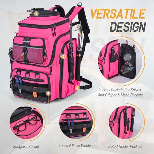 Fishing Backpack with Cooler (A2:pink(without Tackle Boxes))