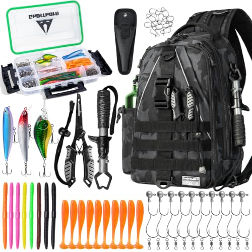 Fishing Tackle Backpack with Tackle Boxes Rod Holder Fishing Bag