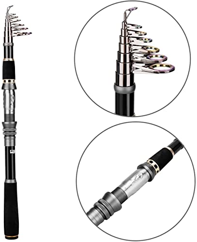 Telescopic Fishing Rod Pole Spinning Fishing Rod Carbon Fiber Travel Rod for Saltwater Freshwater Rods 2.4M 7.87Ft (ONLY Fishing rod (not include reel) / 2.4m 7.87ft)