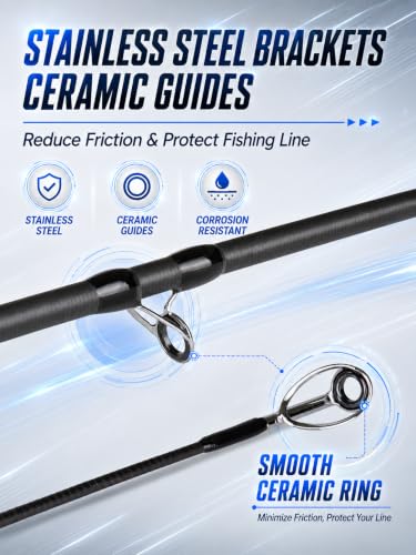 7Ft Spinning Fishing Rod (7'0"-Medium-Fast-Black)