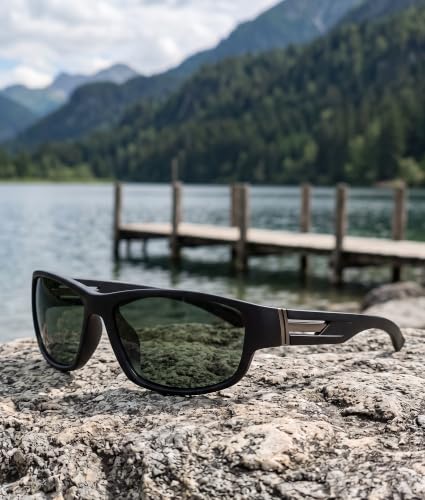 Sports Sunglasses for Men Women Polarized Classic Wrap Around Driving Cycling Golf Fishing Sun Glasses UV Protection 1 (1-black/Dark Green)