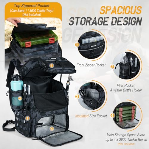 Fishing Backpack with Cooler (A2:camo(without Tackle Boxes))
