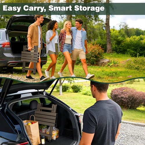 Folding Camping Table (Brown-2sets)
